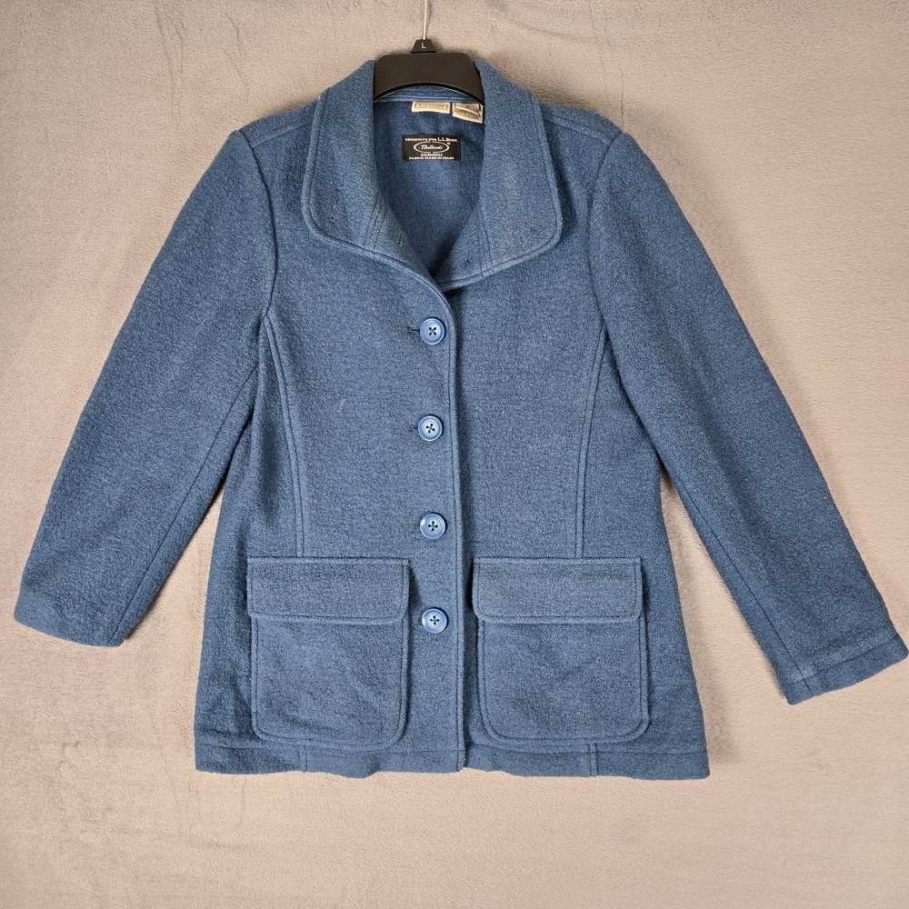 LL Bean Bellandi Wool Peacoat Womens Medium Petite Pockets Career City 271133